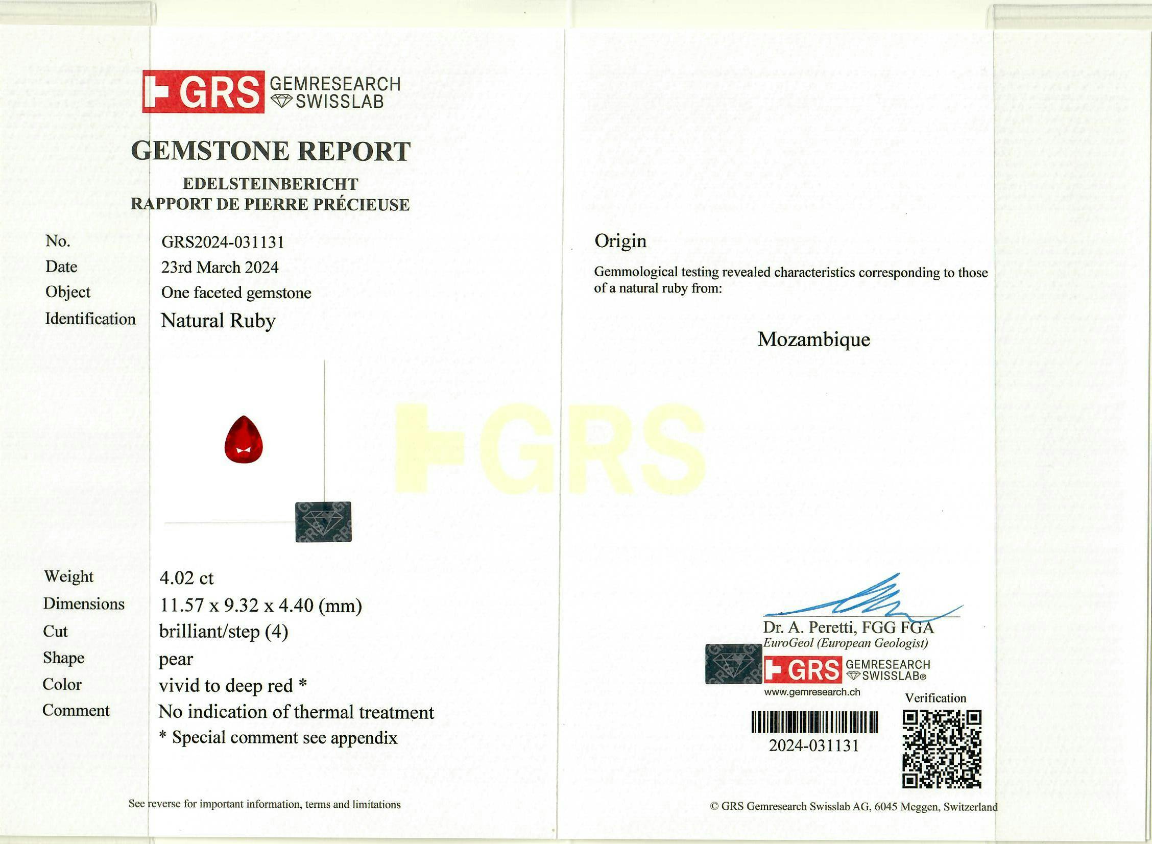 Mozambique Ruby 4.02 ct